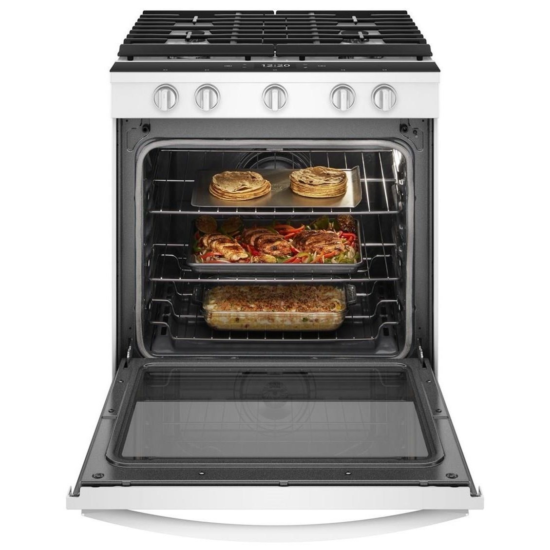 Whirlpool WEG750H0HW 5.8 Cu. Ft. Smart Slidein Gas Range with EZ2Lift™ Hinged Castiron